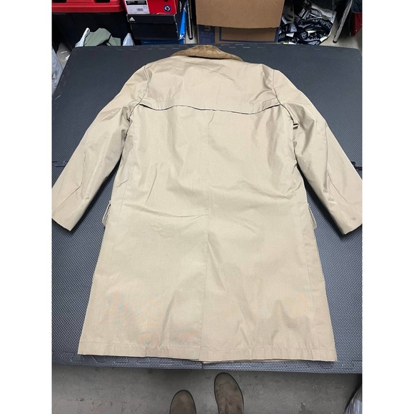 Vintage woolrich mens faux fur lined trench coat canvas mens size 42 long - Picture 3 of 10